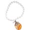 Earth's Jewels Semi-Precious Natural Crystal Quartz Clear Bracelet, Brown Agate & Skull Charm